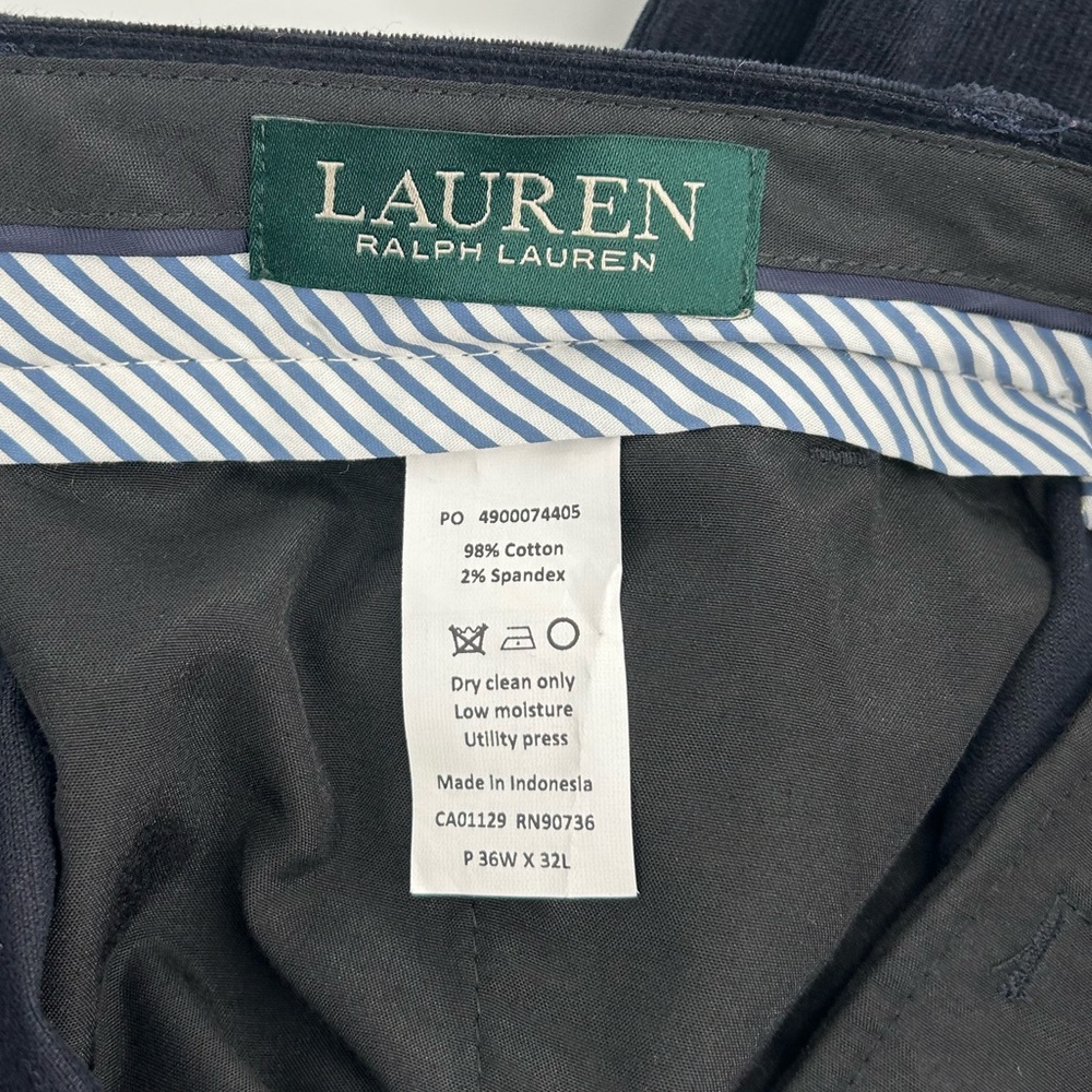 Ralph Lauren Men's Navy Corduroy Pleated Trousers - Picture 7 of 9